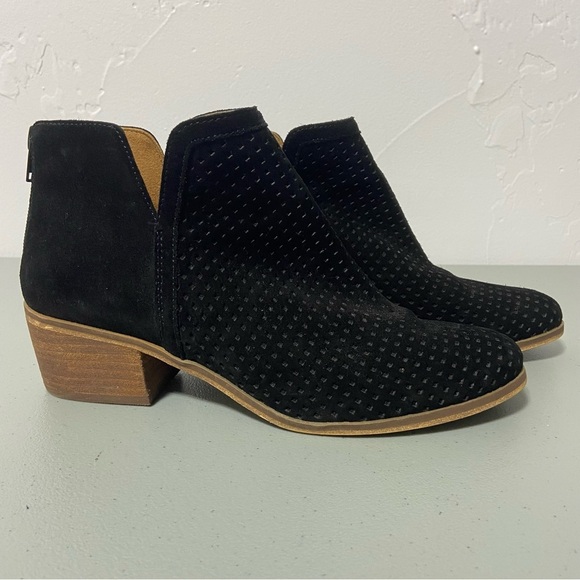 Susina Ankle Booties Black Leather Suede Women's 7M Zip Closure - Picture 1 of 10